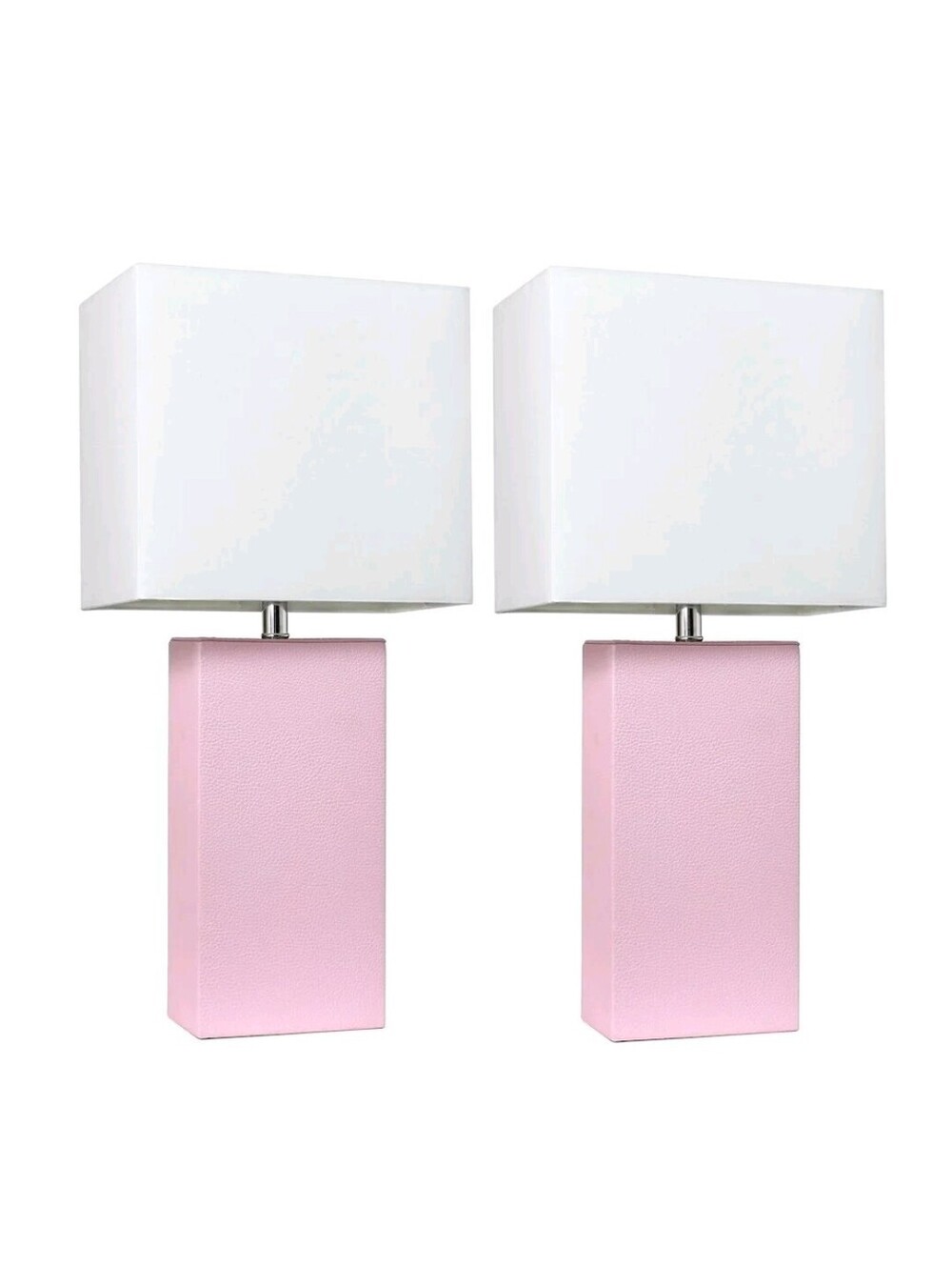 Lalia Home 21" 2-Pack Leather Base Modern Home Décor Bedside Table Lamp Set